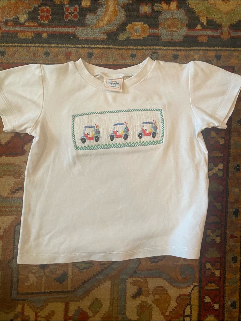 Stichy Fish Kids Golf Cart Smocked Tee 4T